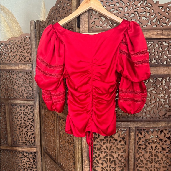 Reformation Winchester Top in Cherry - Picture 3 of 3